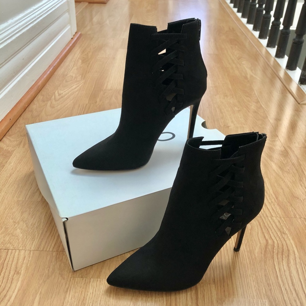 Aldo Suede Tuxedo Side Lace-Up Pointed Toe Boots